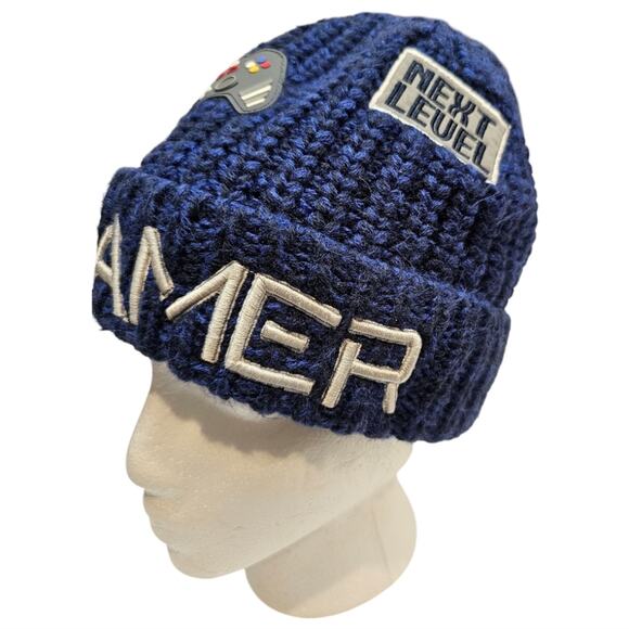 Children's Place Boys Next Level Gamer Blue Black Knit Hat - Picture 1 of 6